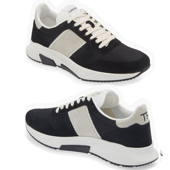 Tom Ford Technical Sneakers Black White Leather Lace-Up Men Shoes Size 10 main image 15
